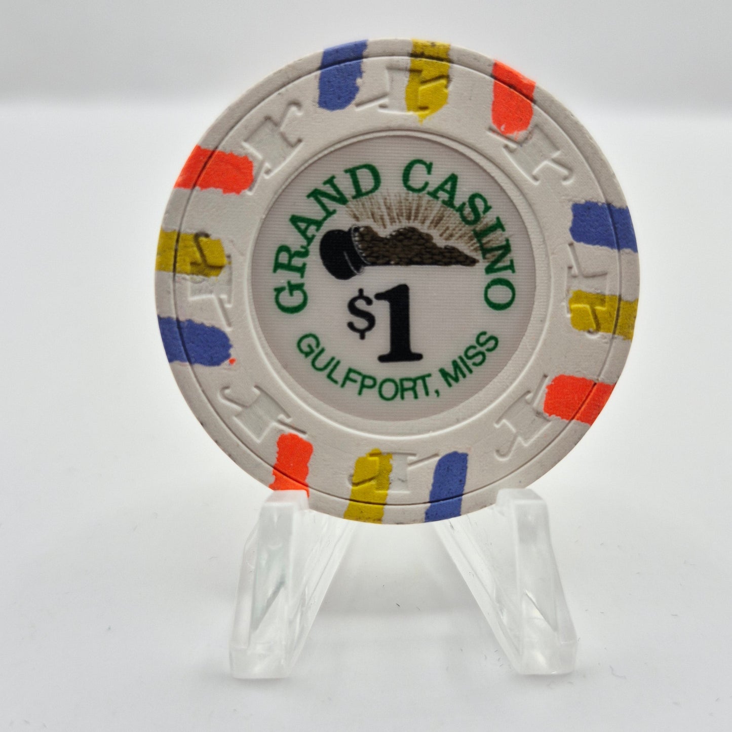 Grand Riverboat Casino Gulfport Mississippi $1 Casino Chip *Slight warping