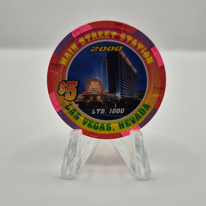 Main Street Station Hotel Casino Las Vegas Nevada 2000 'Richard Petty' $5 Casino Chip V4785