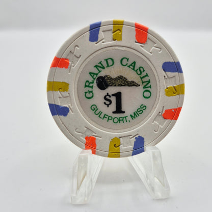 Grand Riverboat Casino Gulfport Mississippi $1 Casino Chip *One side tan