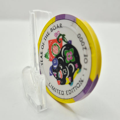 Crystal Park Casino Crystal City California 1996 Grand Opening 'Year of the Boar' $5 Casino Chip