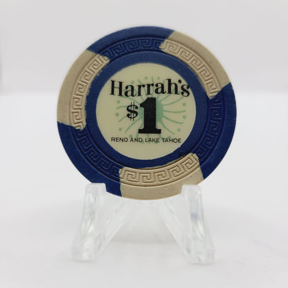 Harrah's Hotel Casino Reno Tahoe Nevada 1964 $1 Casino Chip N5126 (Navy)