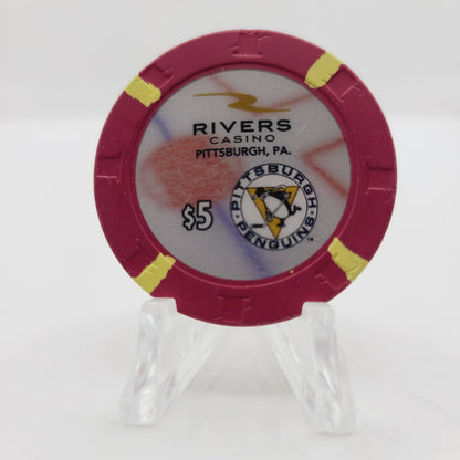 Rivers Casino Pittsburgh Pennsylvania 2017 "Pittsburgh Penguins" $5 Casino Chip