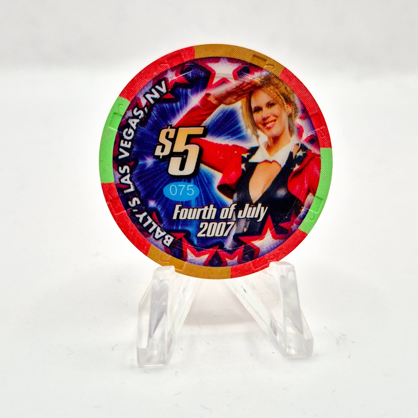 Bally's Las Vegas Nevada 2007 'Fourth Of July' LE $5 Casino Chip E6332