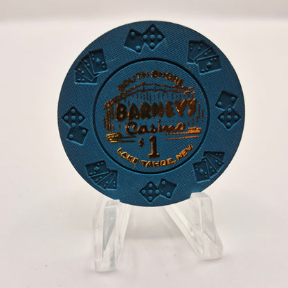 Barney's Casino South Shore Lake Tahoe Nevada 1990's 'Borland Imitation' $1 Casino Chip N0962.1