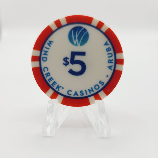 Wind Creek Crystal Casino Oranjestad Aruba $5 Casino Chip