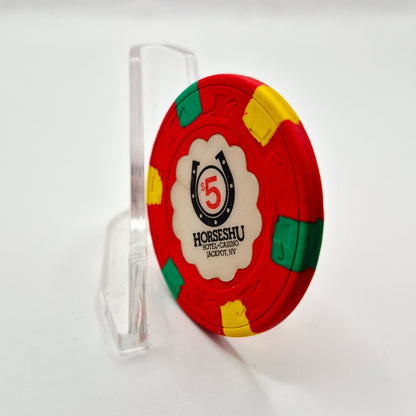 Horseshu Hotel & Casino Jackpot Nevada 1987 $5 Casino Chip N2534 "Worn"