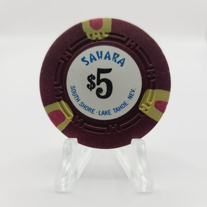 Sahara Hotel Casino Lake Tahoe Nevada 1971 $5 Casino Chip N5506