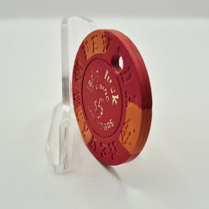 Lady Luck Las Vegas Nevada 1960's Drilled $5 Casino Chip N5986.C
