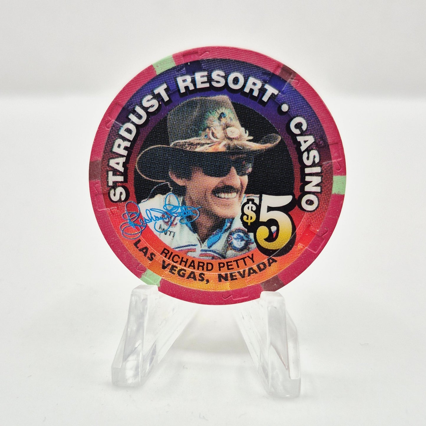 Stardust Hotel Casino Las Vegas Nevada 1999 'Richard Petty' $5 Casino Chip V3455