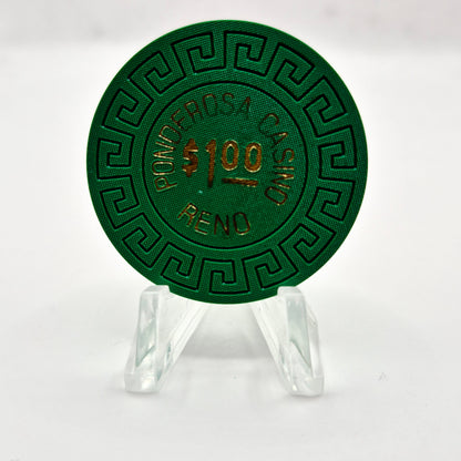 Ponderosa Hotel Casino Reno Nevada 1970's $1 Casino Chip E2151 *SHARP*