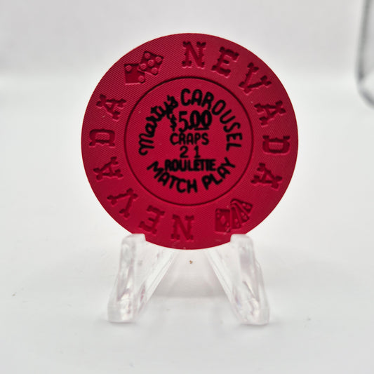 Carousel 'Marty's' Casino Las Vegas Nevada $5 "Craps-21- Roulette-Match Play-NCV" Casino Chip V3831 LTD 100