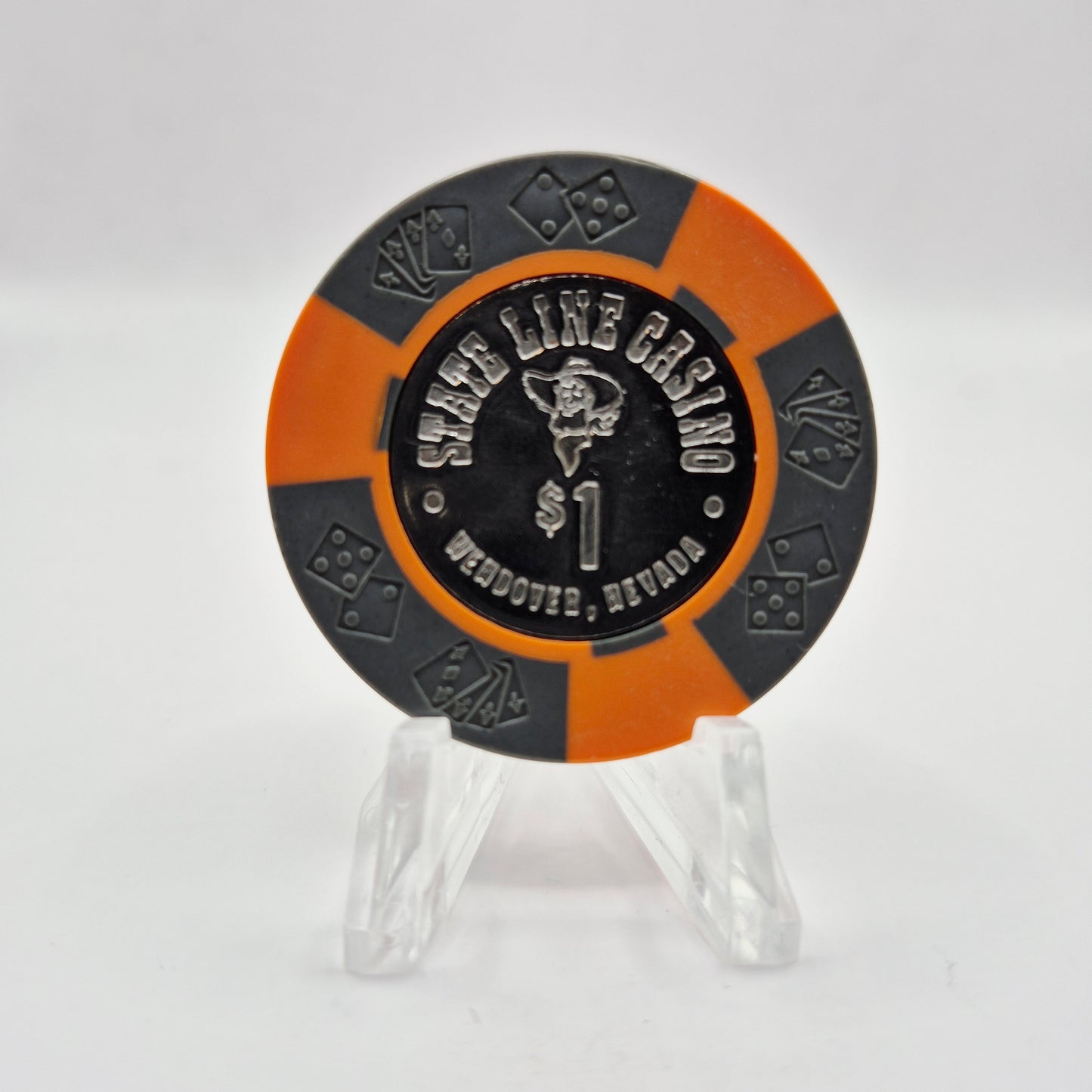 State Line Casino Wendover Nevada 1967 Coin Inlay $1  Chip N0920.1