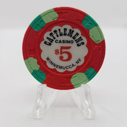 Cattlemens Casino Winnemucca Nevada 1985 $5 Casino Chip N2595