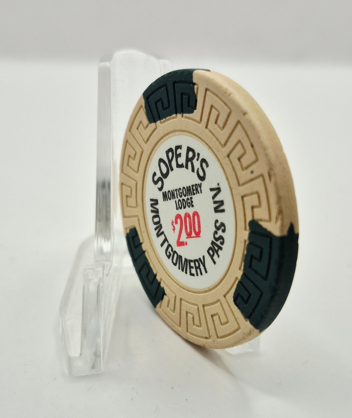 Montgomery Lodge 'Sopers' Montgomery Pass Nevada 1980's $2 Casino Chip E5596 *Circulated