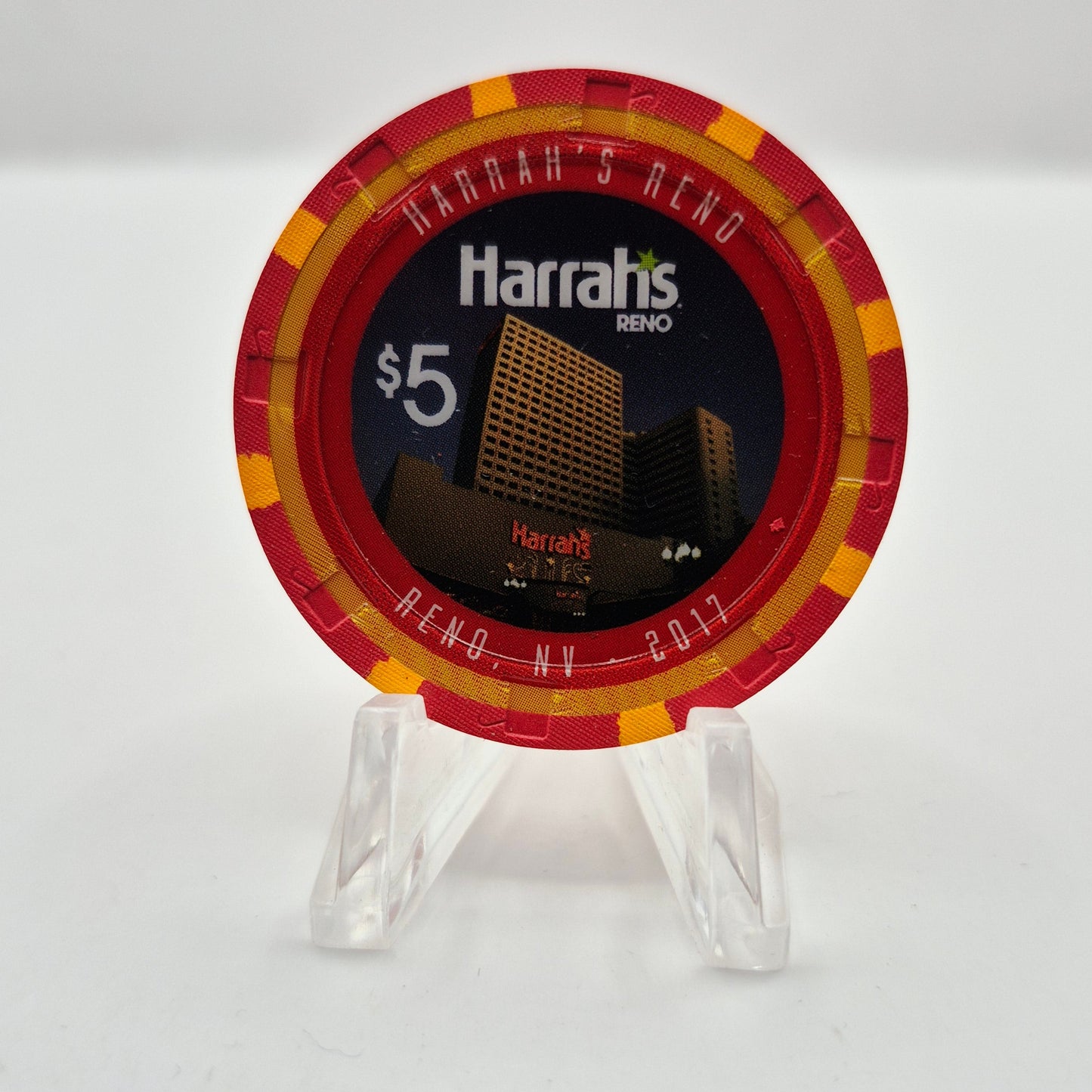 Harrah's Casino Hotel Reno Nevada 2017 'Chinese New Year of the Rooster' $5 Casino Chip D2595