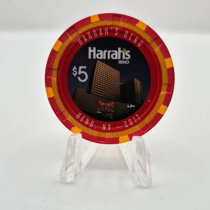 Harrah's Casino Hotel Reno Nevada 2017 'Chinese New Year of the Rooster' $5 Casino Chip D2595