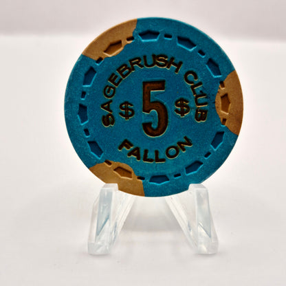 Sagebrush Club Fallon Nevada 1968 $5 Casino Chip N6612