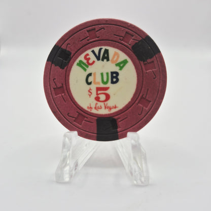 Nevada Club Casino Las Vegas Nevada 1959 $5 Casino Chip N3703 Dark Green A&C Orange D&L