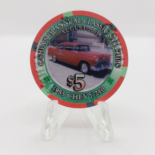 O'Shea's Casino Las Vegas Nevada 2001 "1955 Chevy 210" $5 Casino Chip V9312 LTD 500 #365
