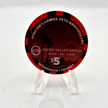 Green Valley Ranch Resort Casino Henderson Nevada 2001 "45th Birthday" $5 Casino Chip