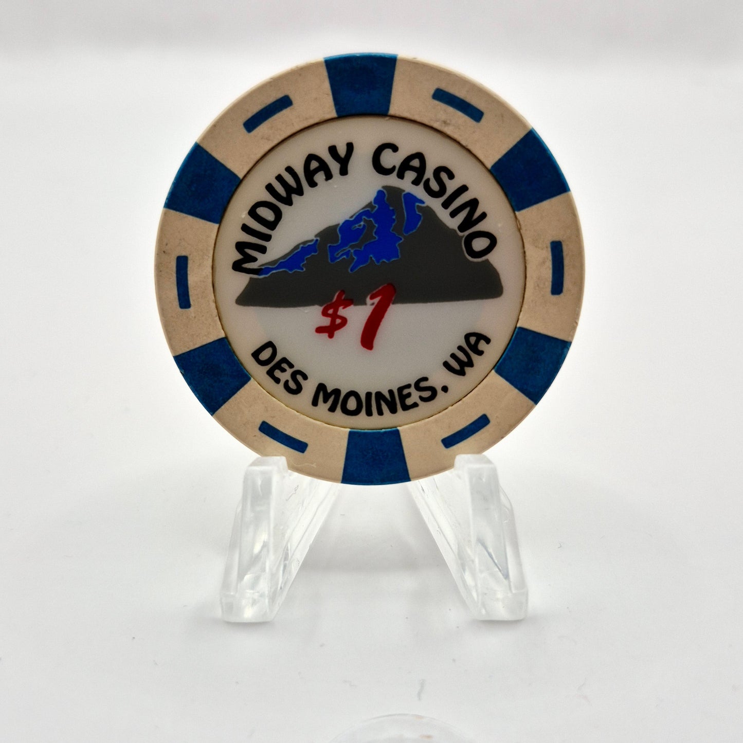 Midway Casino Card Room Des Moines Washington $1 Casino Chip
