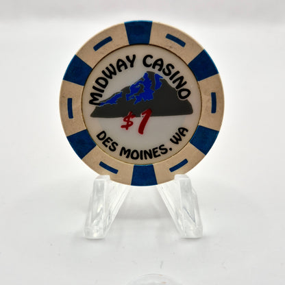 Midway Casino Card Room Des Moines Washington $1 Casino Chip