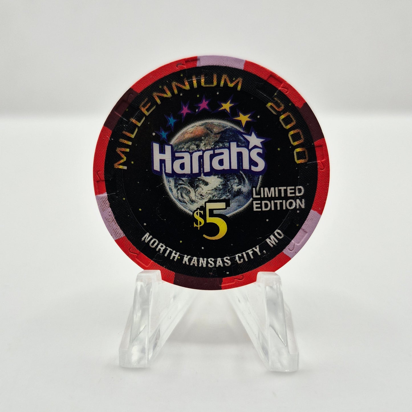 Harrah's Casino North Kansas City Missouri 2000 'George Burns Millenium' $5 Casino Chip