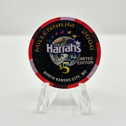 Harrah's Casino North Kansas City Missouri 2000 'George Burns Millenium' $5 Casino Chip