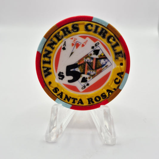 Winners Circle  Card Room Santa Rosa California $5 Casino Chip *Circulated