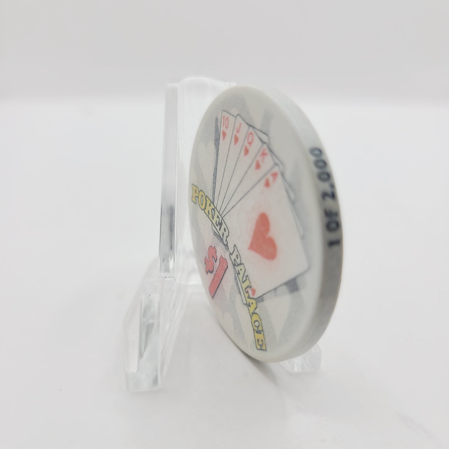 Poker Palace Bingo/Casino Las Vegas Nevada 1999 "Hearts" $1 Casino Chip V5295 LTD 2000