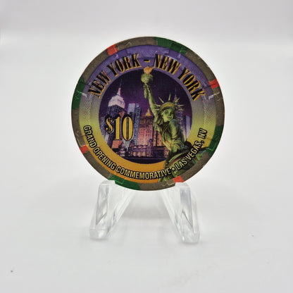 New York New York Hotel Casino Las Vegas Nevada 1997 "Grand Opening" $10 Casino Chip N8853