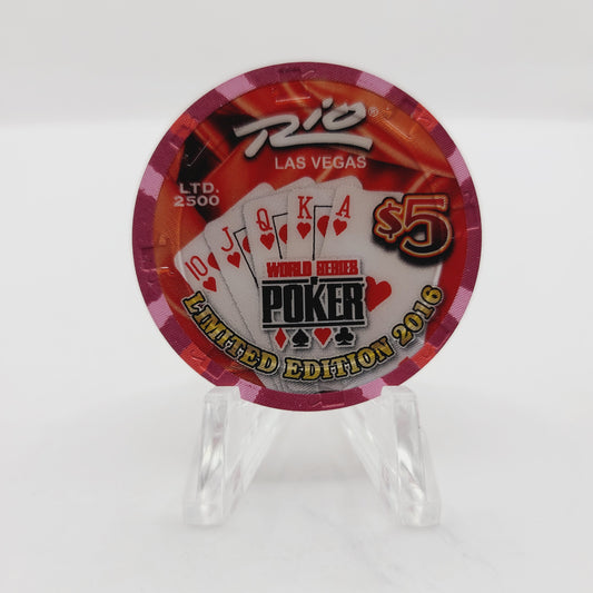 Rio Hotel Casino Las Vegas Nevada 2016 WSOP "Hart Royal" $5 Casino Chip  D2396 LTD 2500