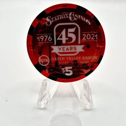 Green Valley Ranch Resort Casino Henderson Nevada 2001 "45th Birthday" $5 Casino Chip