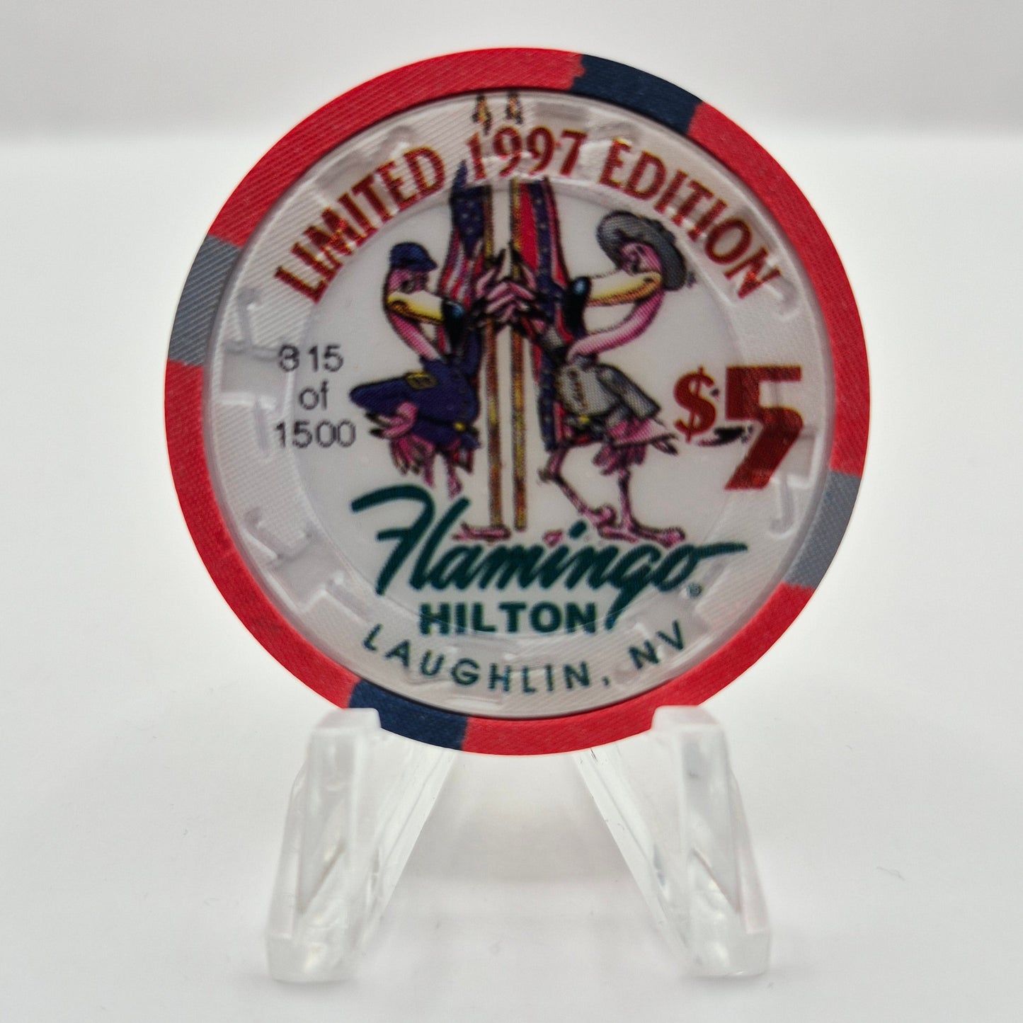 Flamingo Hilton Laughlin Nevada 1997 'William T Sherman' Series 9 LE $5 Casino Chip N8304