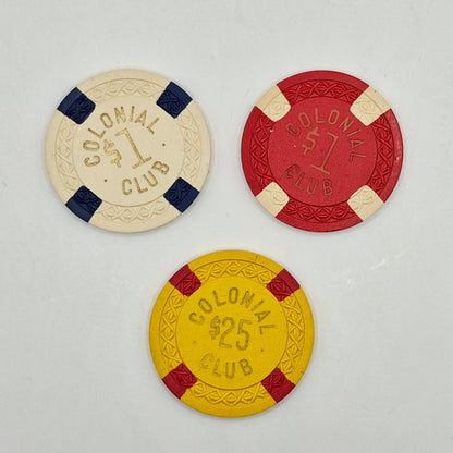 Colonial Club Chicago Illinois 3 Chip Bundle