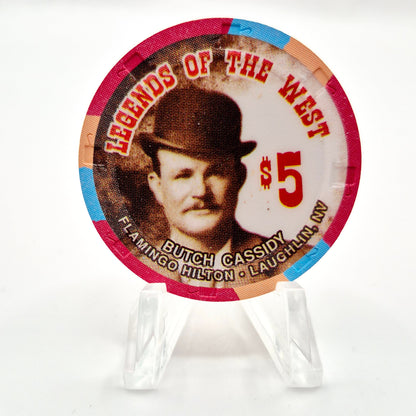 Flamingo Hilton Laughlin Nevada 1996 'Legends of the West - Butch Cassidy' Series 8 LE $5 Casino Chip N8286