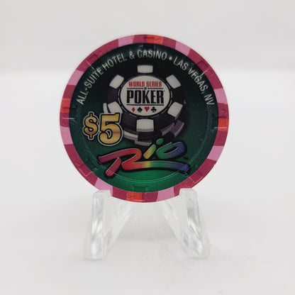 Rio Hotel Casino Las Vegas Nevada 2011 WSOP "Black Aces" $5 Casino Chip D0195 Serial #026