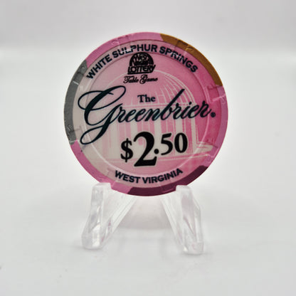 Greenbrier Resort Casino White Sulphur Springs West Virginia 2010 $2.50 Casino Chip