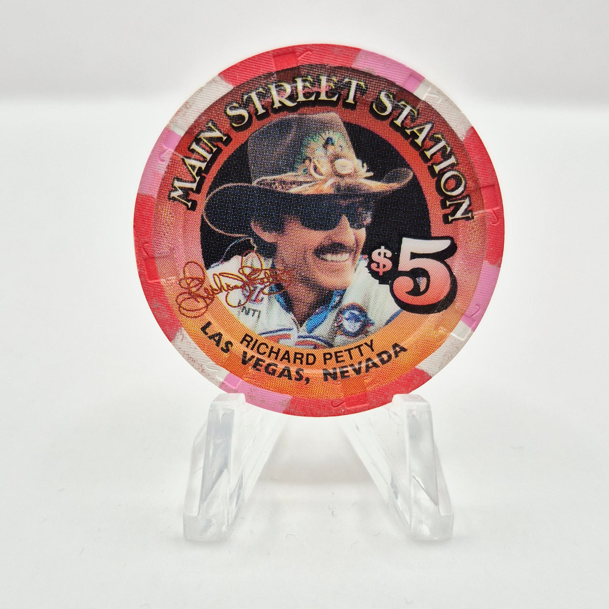 Main Street Station Hotel Casino Las Vegas Nevada 1998 'Richard Petty' $5 Casino Chip V1066