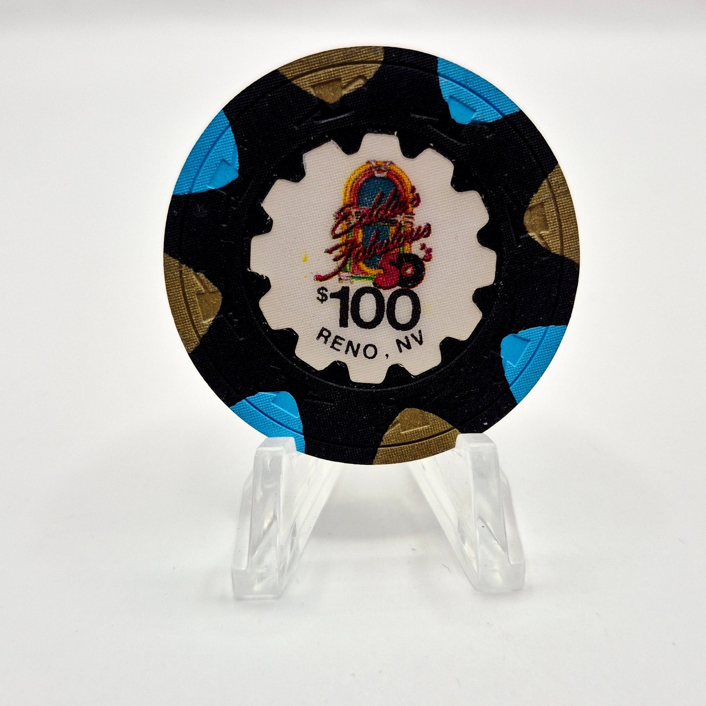 Eddie's Fabulous 50's Casino Diner Reno Nevada 1980's $100 Casino Chip  N7126