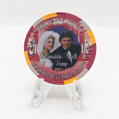 Trump Taj Mahal Hotel Casino Las Vegas Nevada 1993 "Donald & Marla Trump" $5 Casino Chip