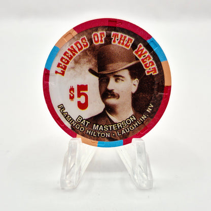 Flamingo Hilton Laughlin Nevada 1996 'Legends of the West - Bat Masterson' Series 8 LE $5 Casino Chip N8290