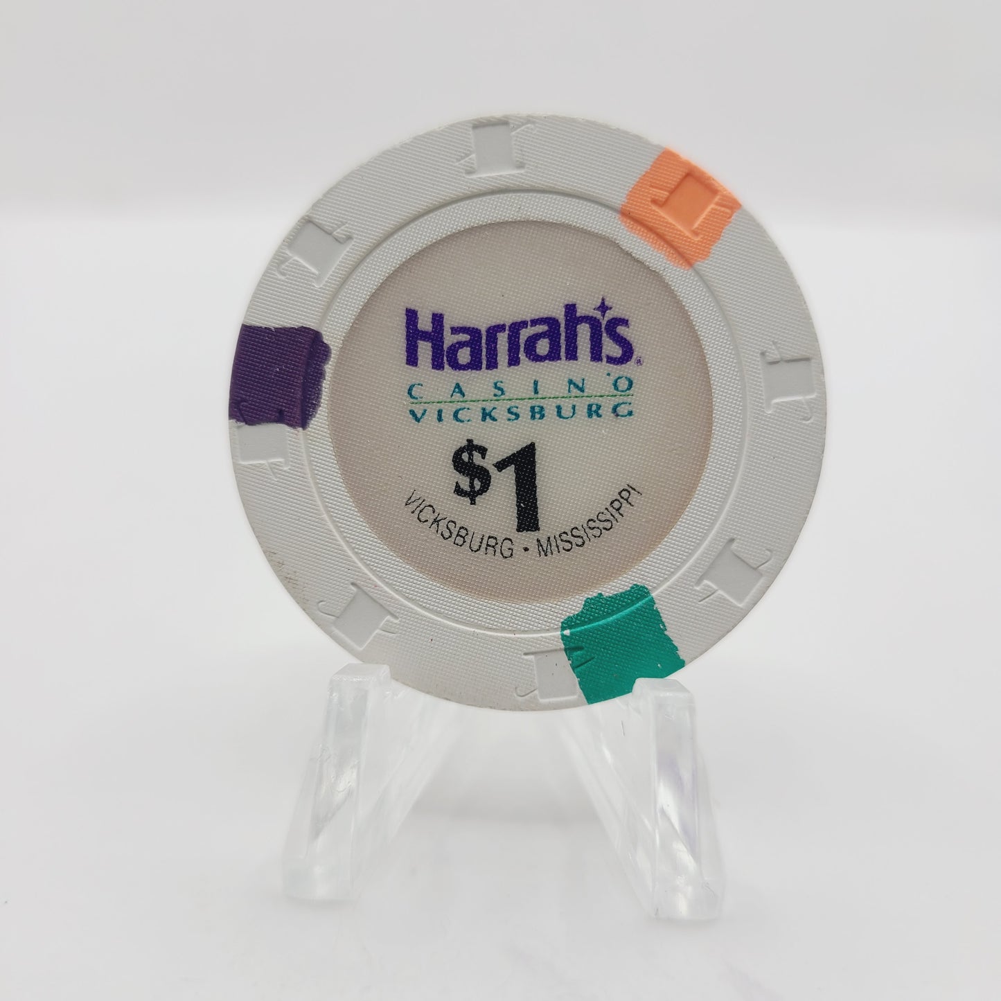 Harrah's Riverboat Casino Vicksburg Mississippi $1 Casino Chip