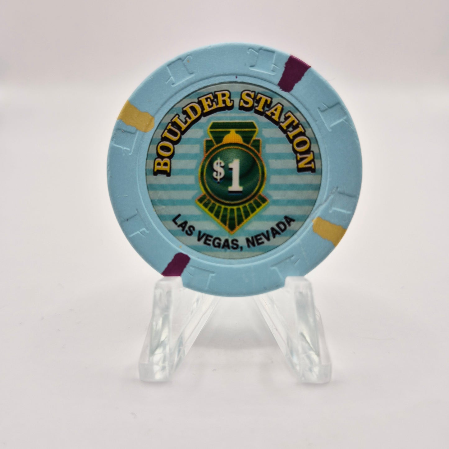 Boulder Station Casino Las Vegas Nevada 2005 $1 Casino Chip E4896 *Worn