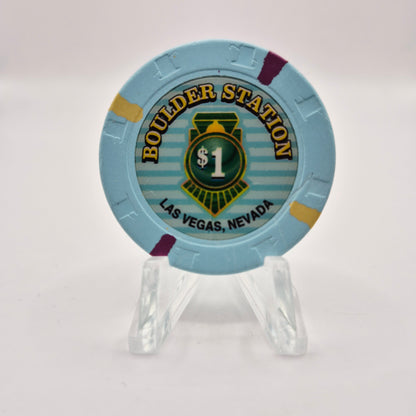 Boulder Station Casino Las Vegas Nevada 2005 $1 Casino Chip E4896 *Worn
