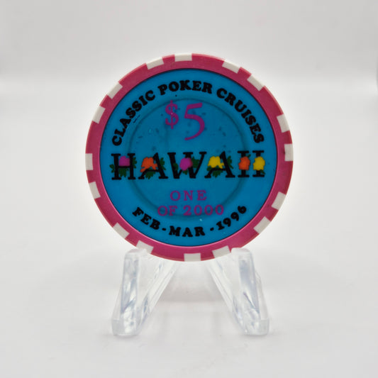 Classic Poker Cruises-Wet Chips $5 "Hawaii 1996" Casino Chip CG036038