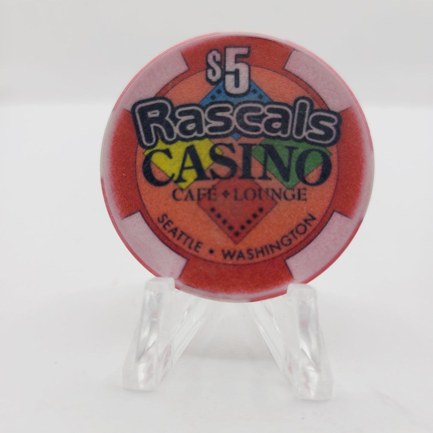 Rascals Casino Seattle Washington "Card Room" $5 Casino Chip