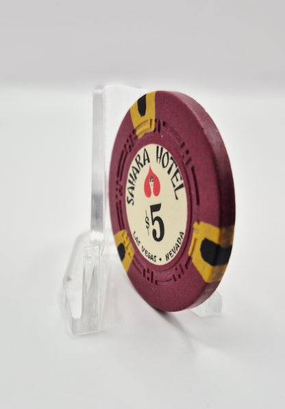 Sahara Hotel Casino Las Vegas Nevada 1960's $5 Casino Chip N2098