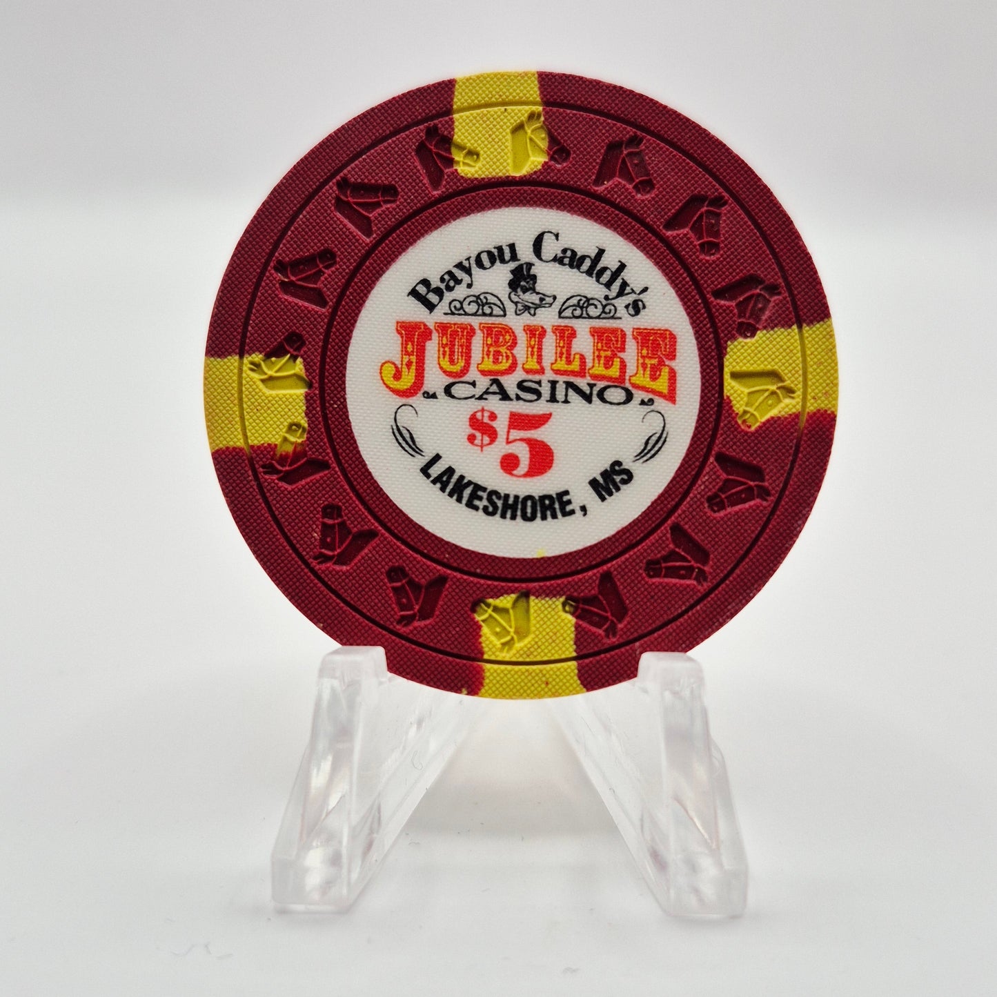 Jubilee Casino 'Bayou Caddy's' Lakeshore/ Greenville Mississippi $5 Casino Chip *Uncirculated