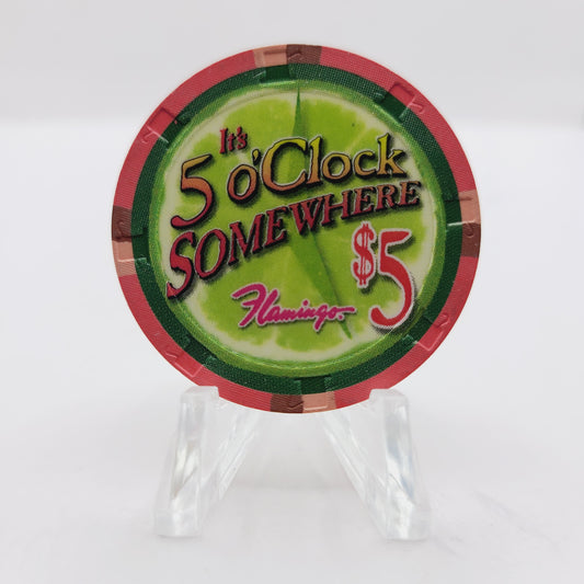 Flamingo Hotel Casino Las Vegas Nevada 2011 "It's 5 O'clock Somewhere" $5 Casino Chip D0297